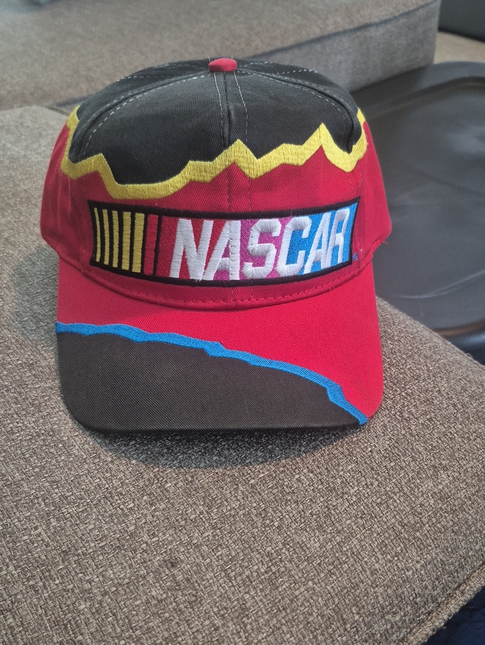Nascar. Chase Red Black Kids Racing Hat with Yellow and Blue Accents